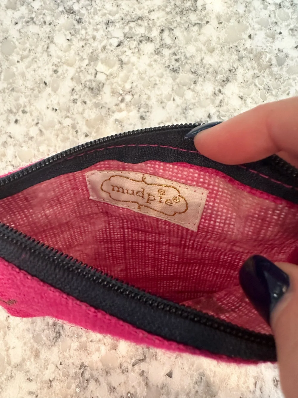 Mud Pie Hot Pink Cosmetic Pouch with Gold Script